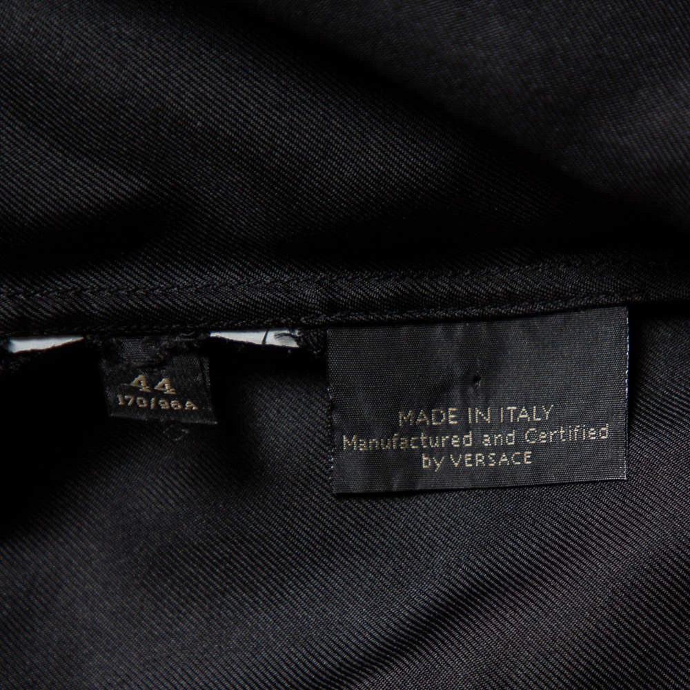 Versace Tribute Black & Gold Embellished Silk Button Front Shirt M For Women - Image 6