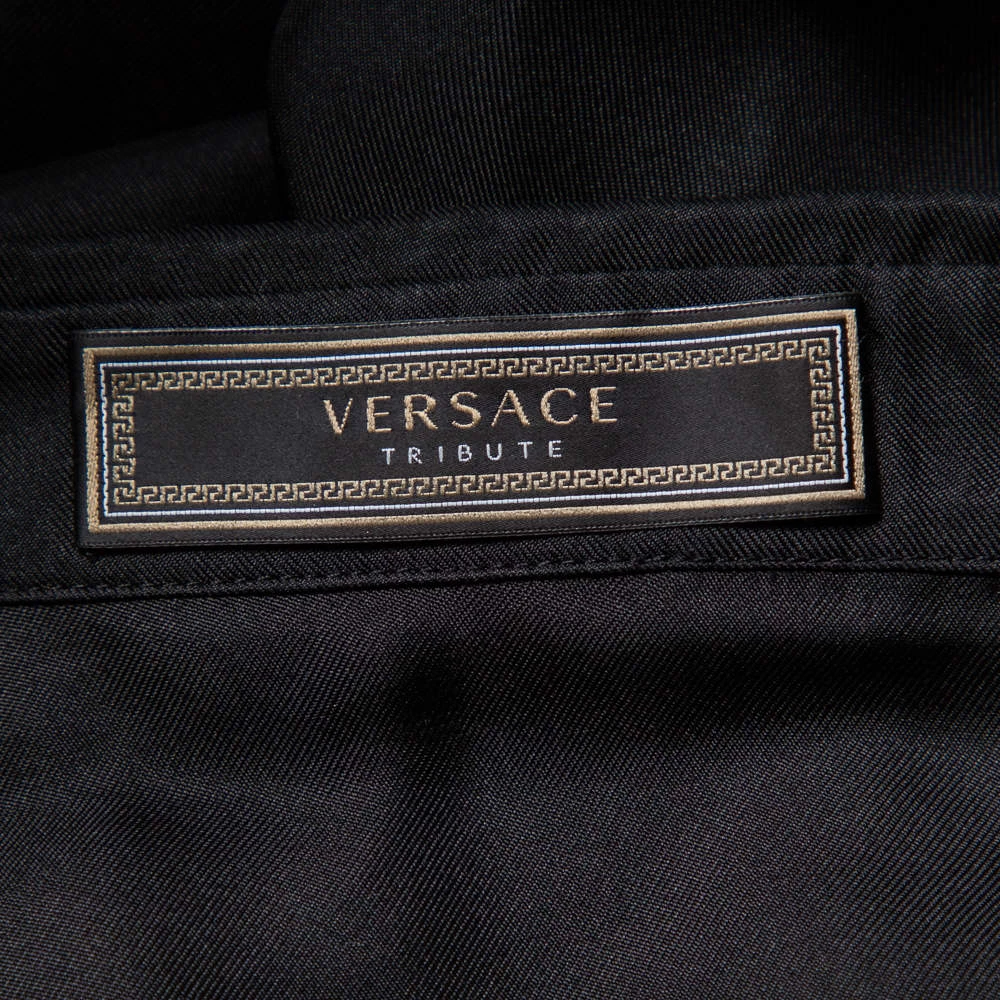 Versace Tribute Black & Gold Embellished Silk Button Front Shirt M For Women - Image 5
