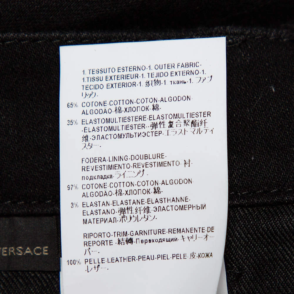 Versace Black Denim Button Embellished Paneled Jeans M For Women - Image 8