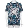 Versace Blue Printed Cotton Oversized Crewneck T-Shirt S For Women