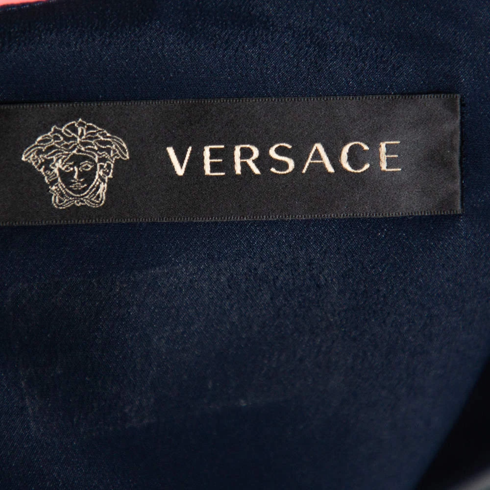 Versace Navy Blue & Pink Panelled Sheath Dress S For Women - Image 5