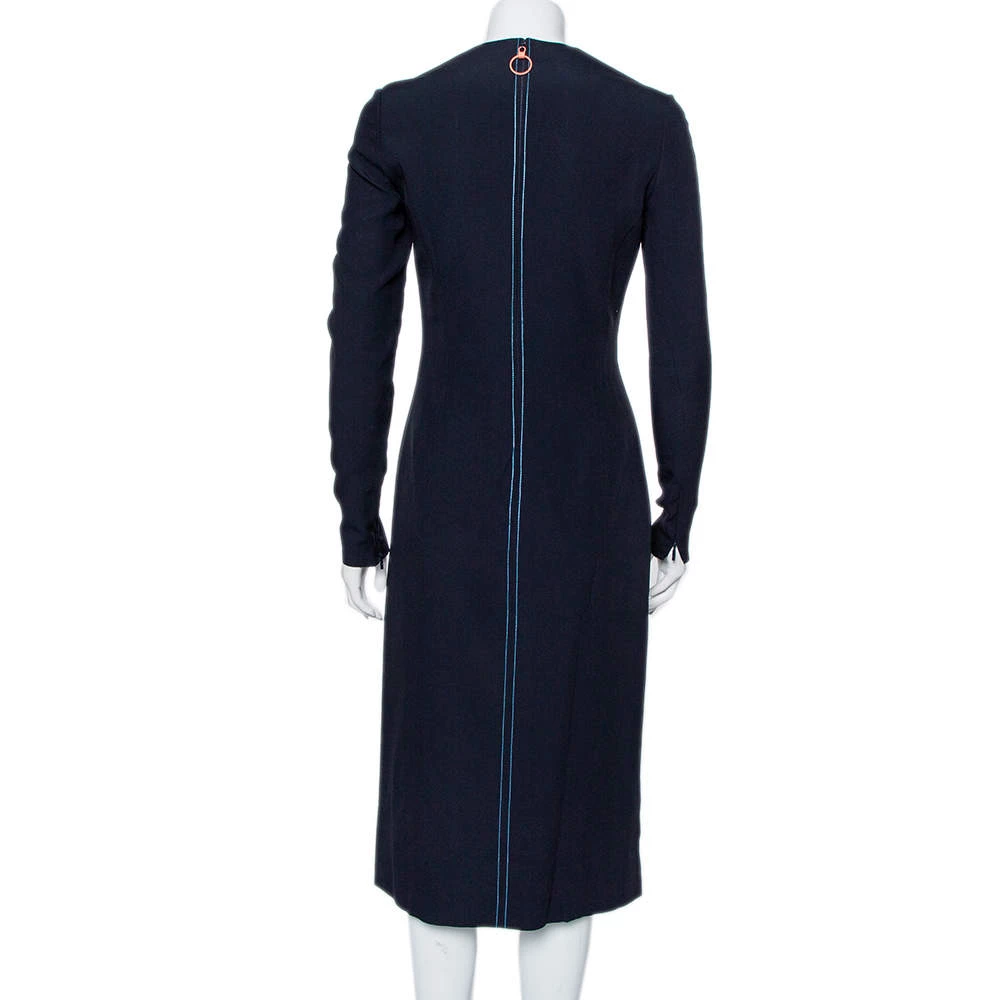 Versace Navy Blue & Pink Panelled Sheath Dress S For Women - Image 3