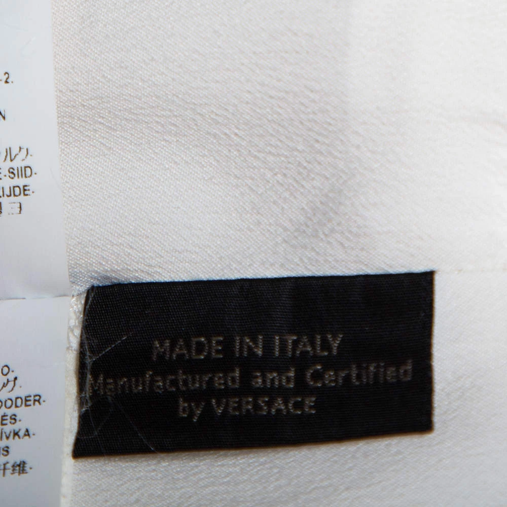 Versace Cream Silk Contrast Trim Cutout Detail Mini Dress S For Women - Image 6