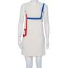 Versace Cream Silk Contrast Trim Cutout Detail Mini Dress S For Women