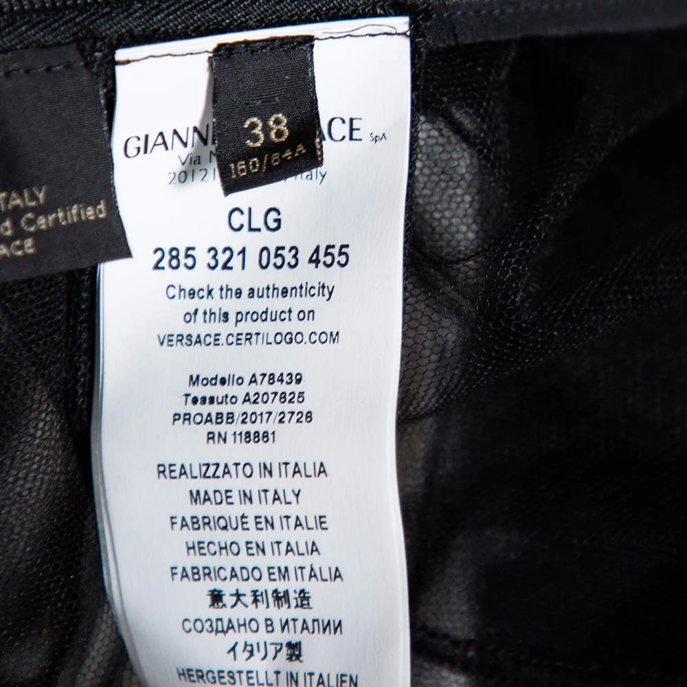 Versace Black Tulle Applique Detail Top S For Women - Image 6