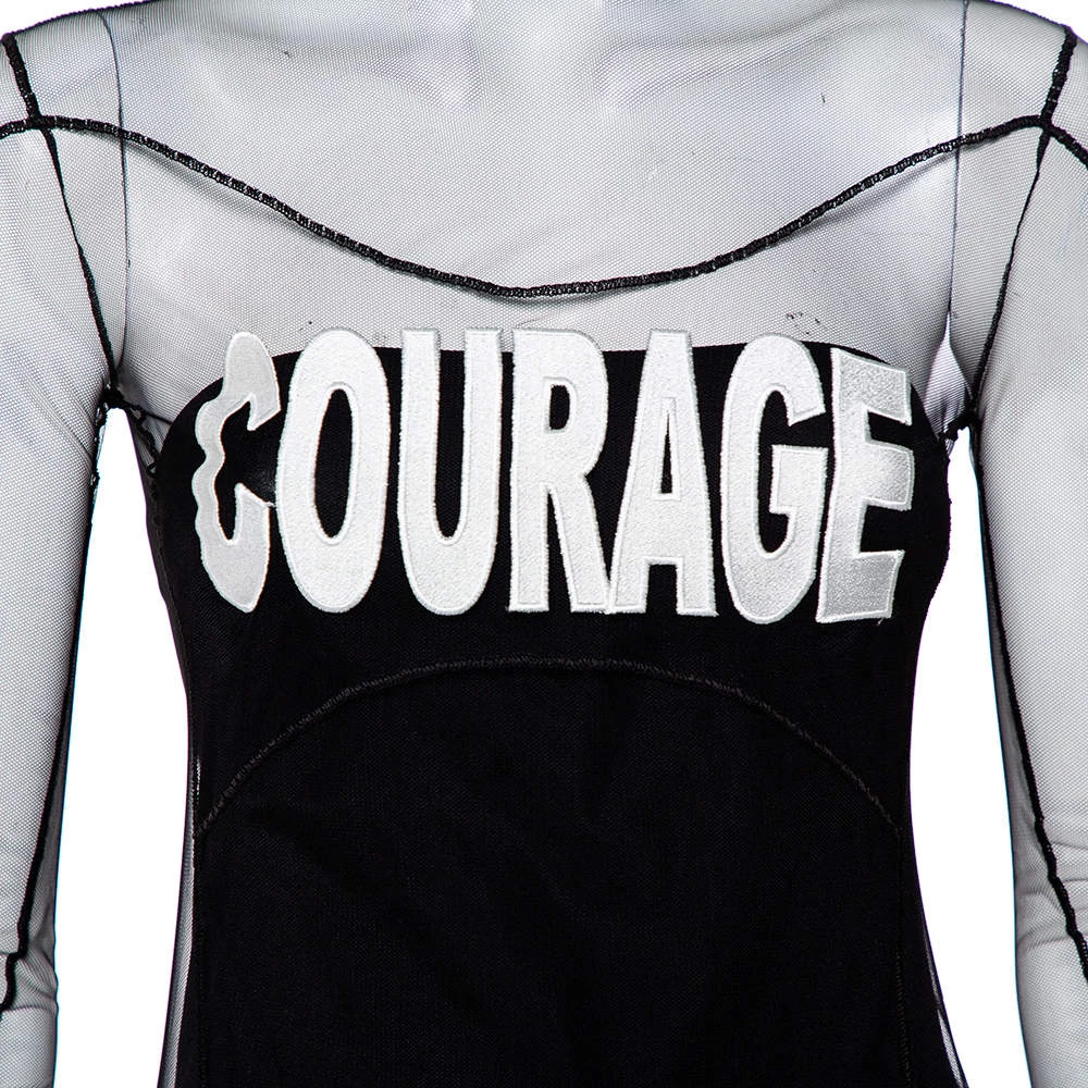 Versace Black Tulle Applique Detail Top S For Women - Image 4