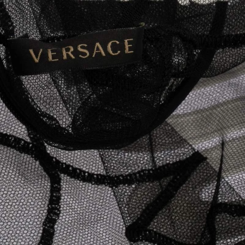 Versace Black Tulle Applique Detail Top S For Women - Image 5