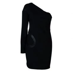 Versace Black One Shoulder Dress M For Women