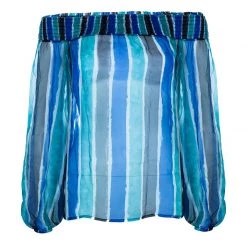 Versace Striped Printed Off-Shoulder Top S For Women