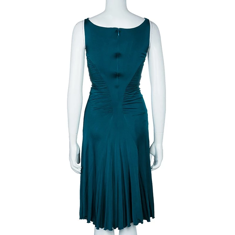 Versace Collection Teal Embellished Jersey Dress S For Women - Image 3