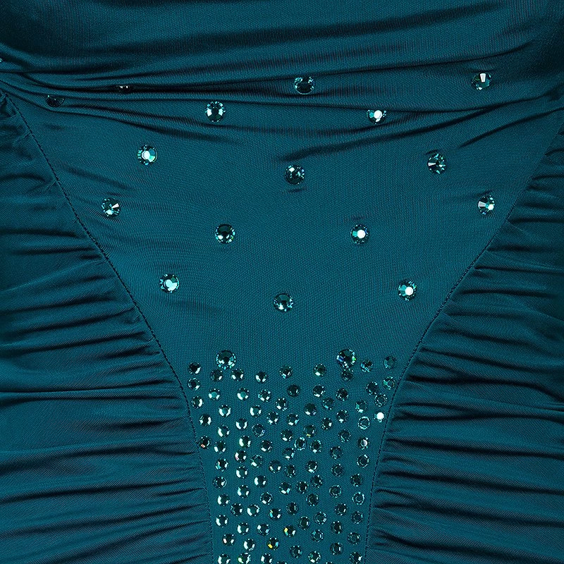 Versace Collection Teal Embellished Jersey Dress S For Women - Image 7