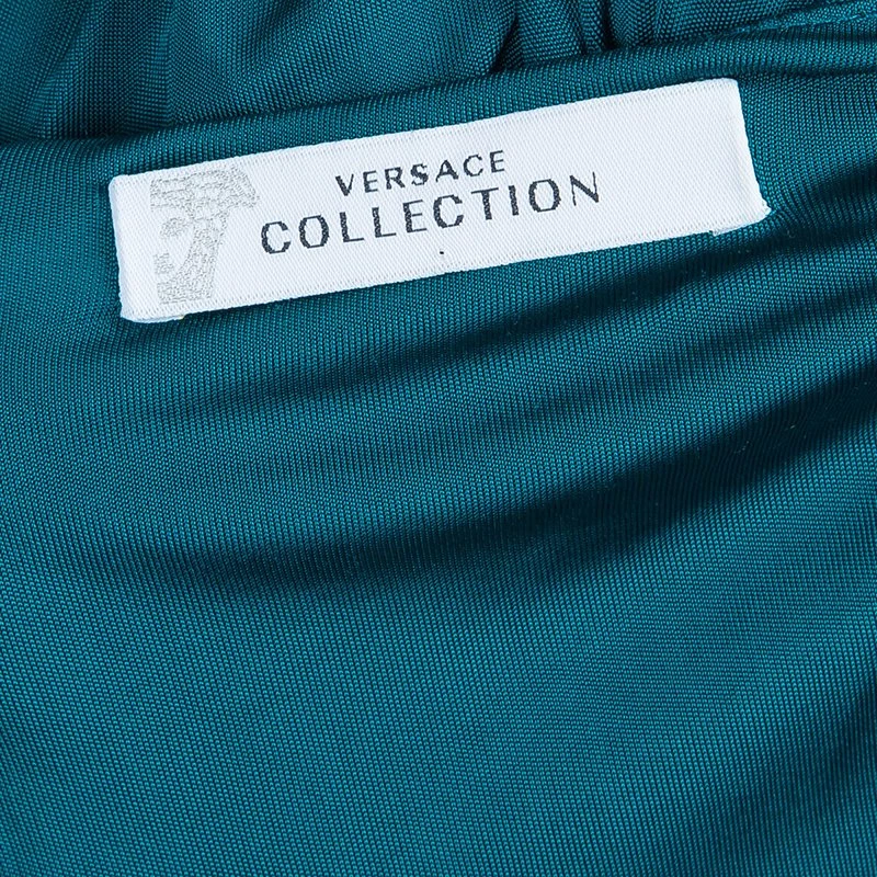 Versace Collection Teal Embellished Jersey Dress S For Women - Image 8