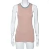 Versace Beige Knit Logo Neck Detail Tank Top L For Women