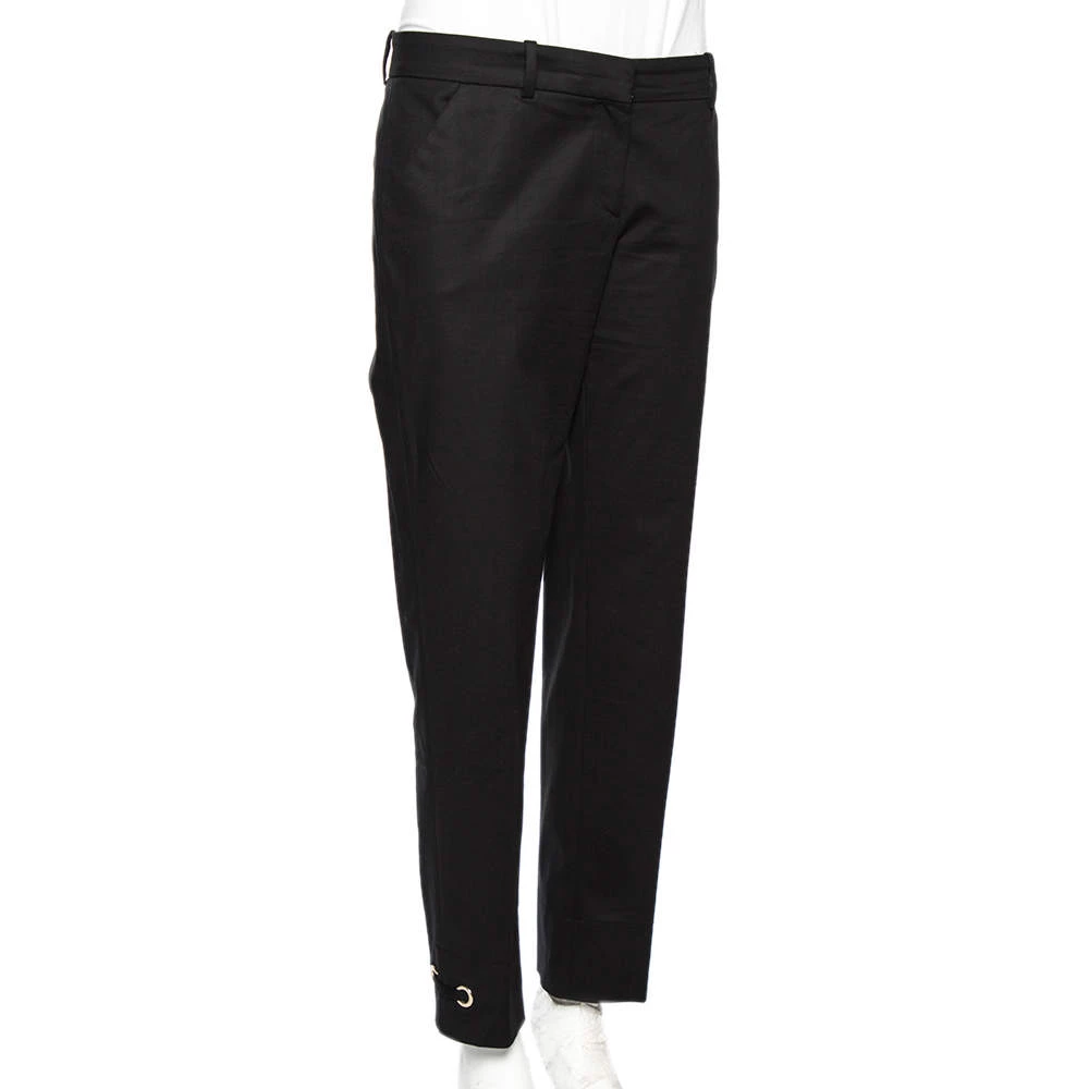 Versace Black Cotton Gold Ankle Detail Formal Trousers L For Women - Image 2