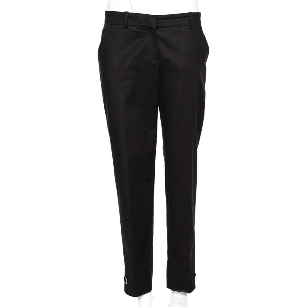 Versace Black Cotton Gold Ankle Detail Formal Trousers L For Women