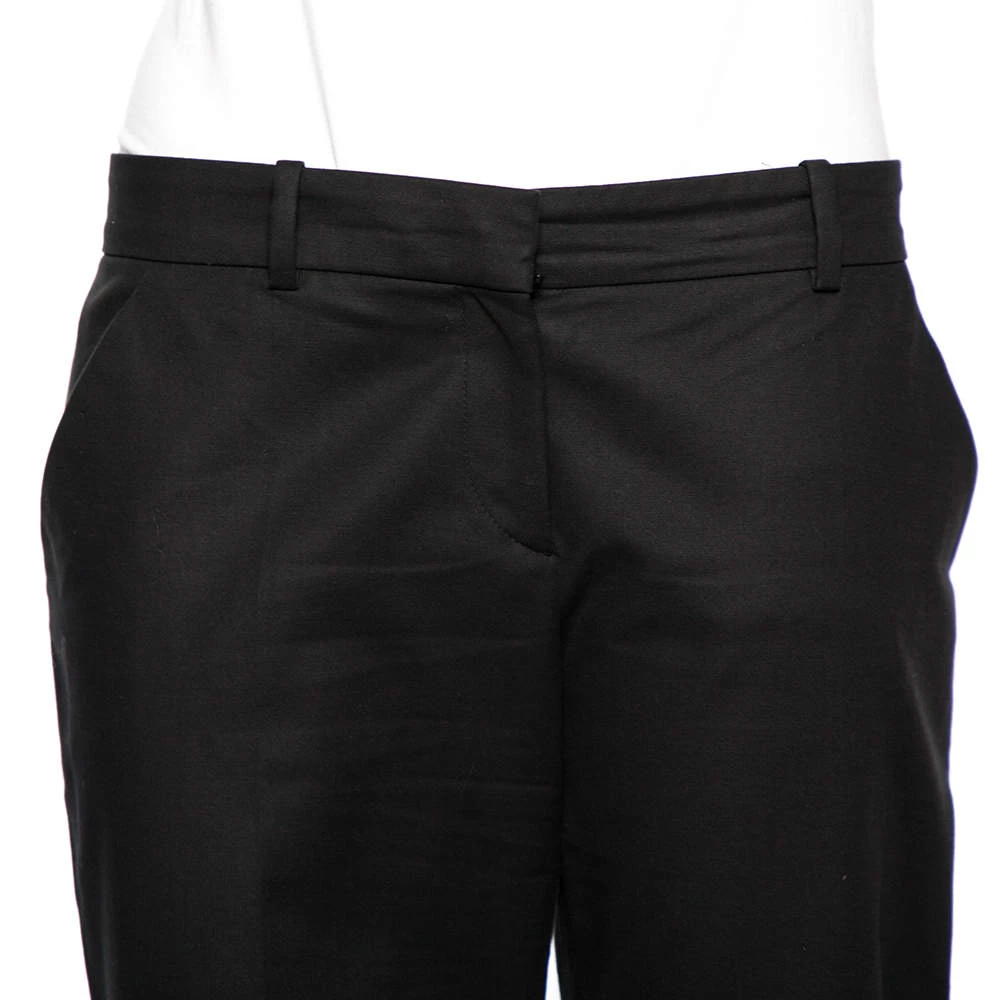 Versace Black Cotton Gold Ankle Detail Formal Trousers L For Women - Image 4