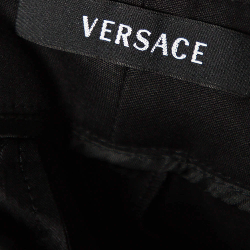 Versace Black Cotton Gold Ankle Detail Formal Trousers L For Women - Image 5