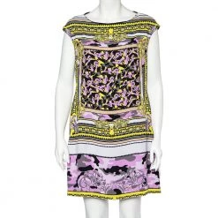 Versace Collection Multicolored Abstract Print Crepe Mini Dress L For Women