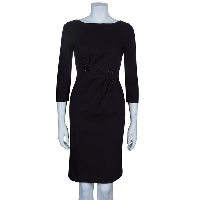 Versace Black Button Detail Long Sleeve Dress S For Women - Image 2