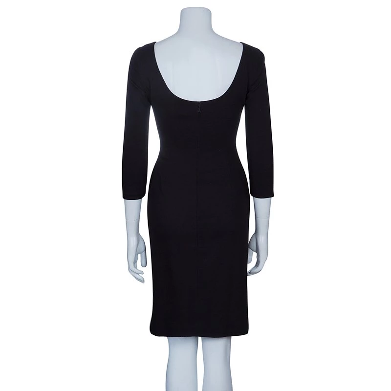 Versace Black Button Detail Long Sleeve Dress S For Women - Image 3
