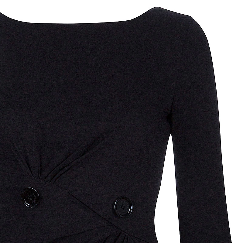 Versace Black Button Detail Long Sleeve Dress S For Women - Image 4