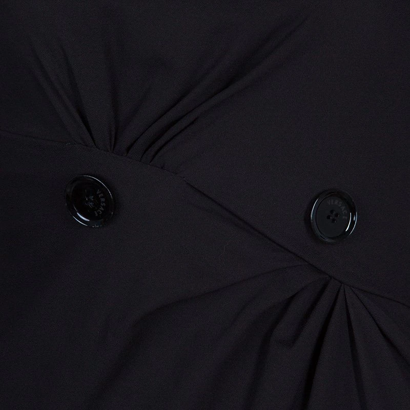 Versace Black Button Detail Long Sleeve Dress S For Women - Image 5