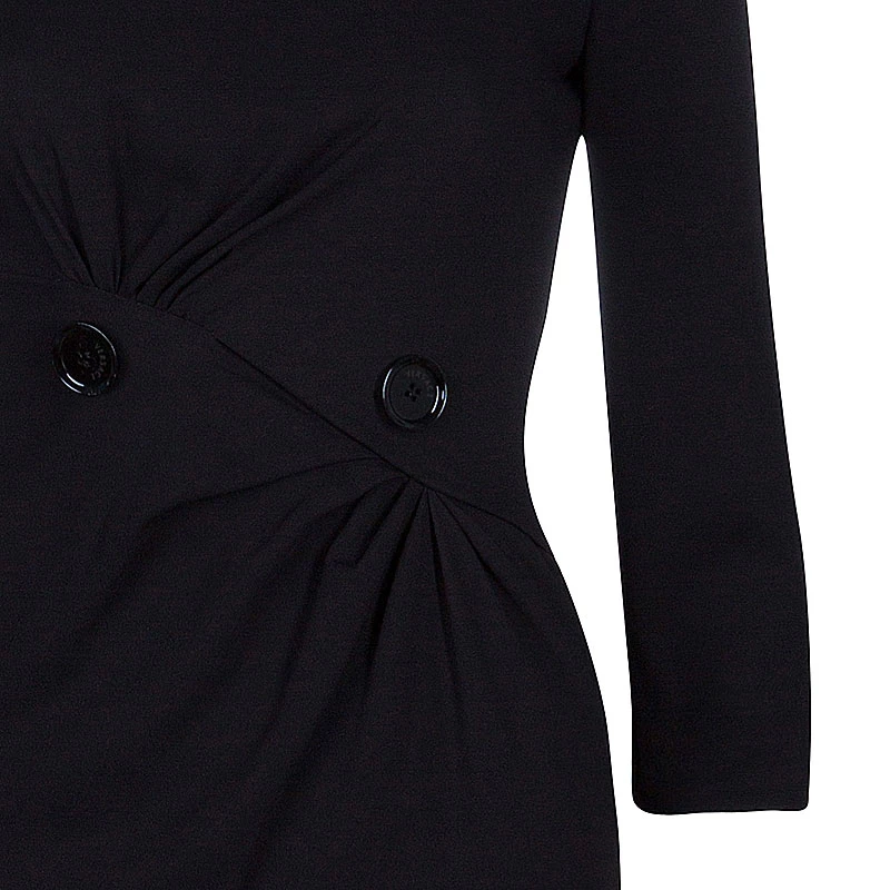 Versace Black Button Detail Long Sleeve Dress S For Women - Image 6