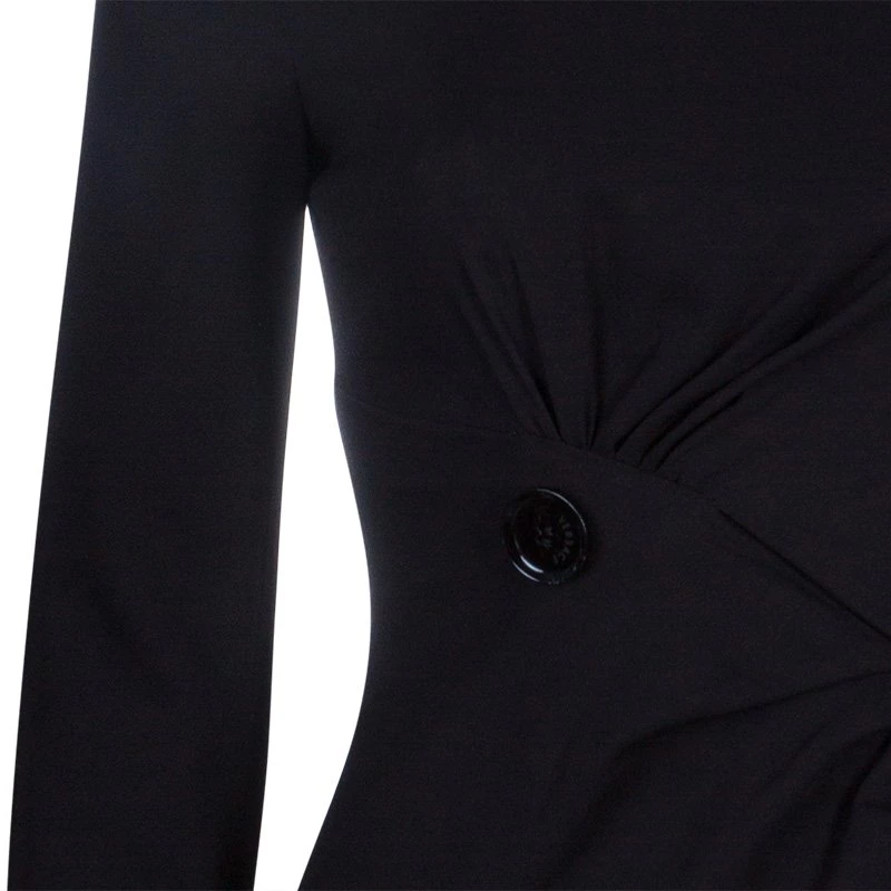 Versace Black Button Detail Long Sleeve Dress S For Women - Image 7