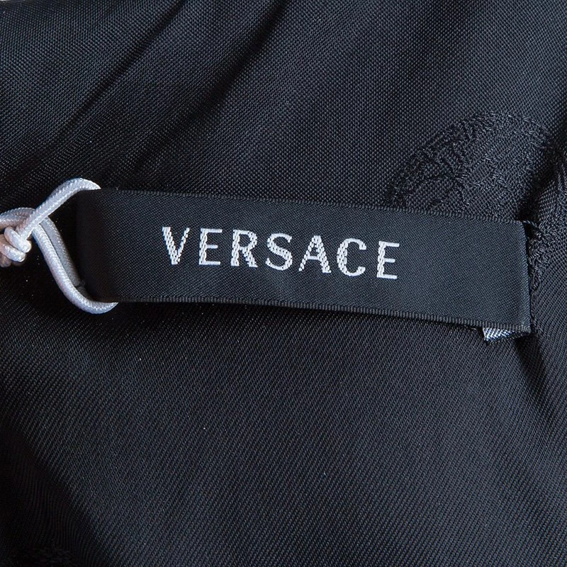 Versace Black Button Detail Long Sleeve Dress S For Women - Image 9