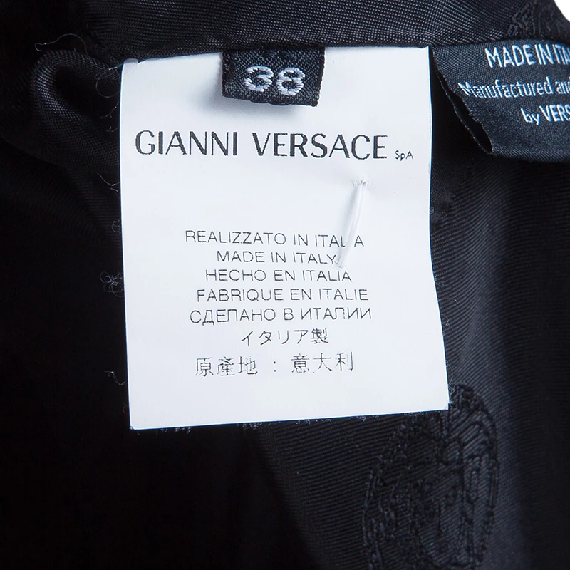 Versace Black Button Detail Long Sleeve Dress S For Women - Image 10