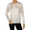 Versace Cream Floral Textured Silk Long Sleeve Blouse S For Women