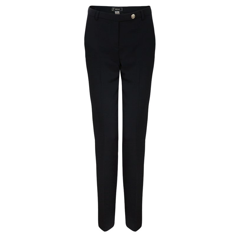 Versace Black Wool Trousers M For Women