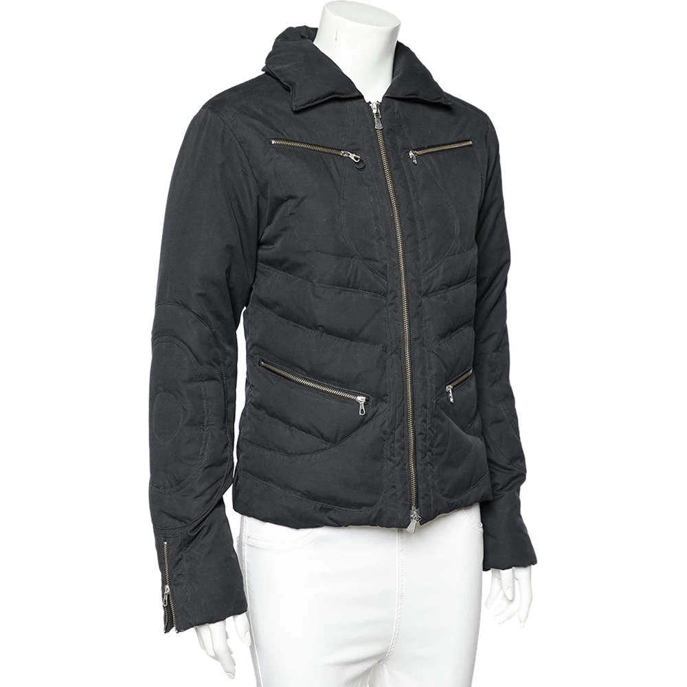 Versace Jeans Couture Black Cotton Quilt Detail Zip Front Jacket S For Women - Image 2