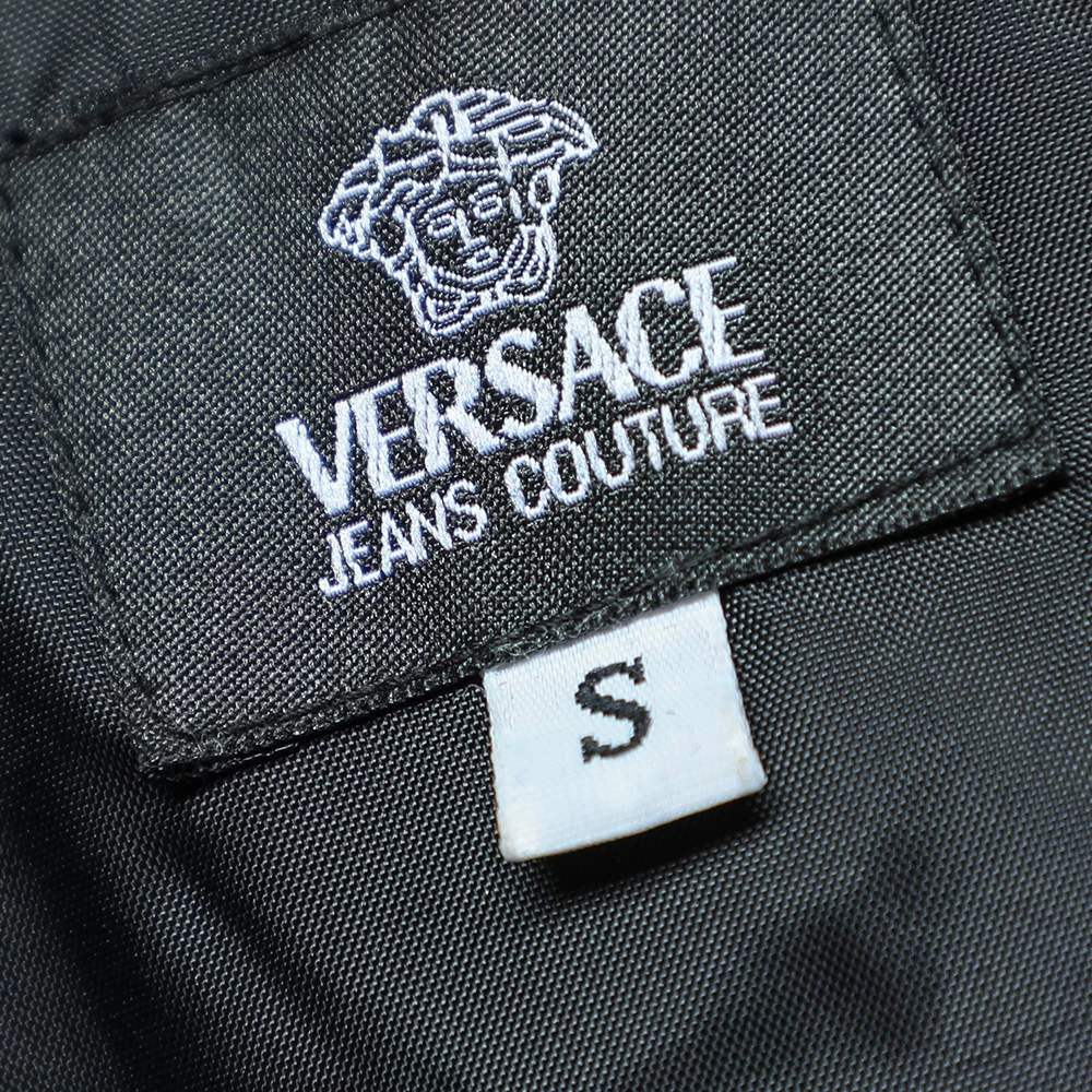 Versace Jeans Couture Black Cotton Quilt Detail Zip Front Jacket S For Women - Image 5