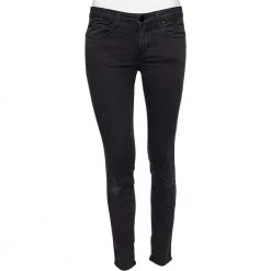 Versace Charcoal Grey Denim Stud Embellished Pocket Detailed Jeans S For Women