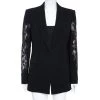 Versace Black Crepe & Lace Inset Detailed Single Breasted Blazer M For Women