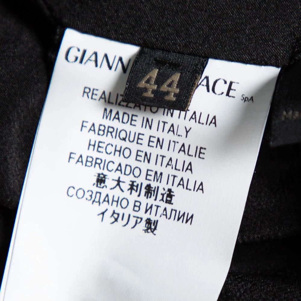 Versace Black Crepe & Lace Inset Detailed Single Breasted Blazer M For Women - Image 6