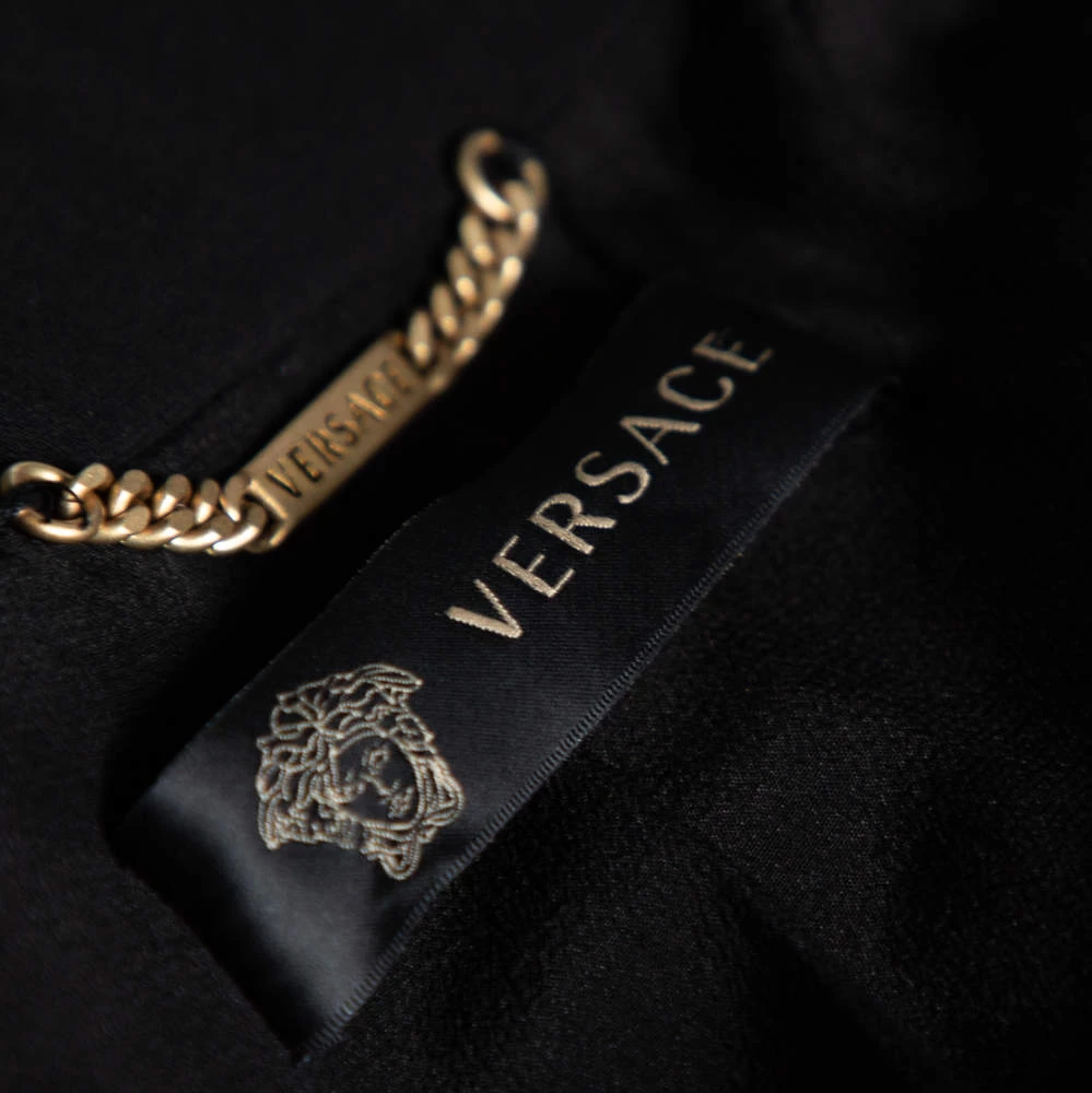 Versace Black Crepe & Lace Inset Detailed Single Breasted Blazer M For Women - Image 5