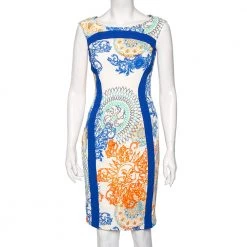Versace Multicolor Printed Crepe Sleeveless Midi Dress M For Women