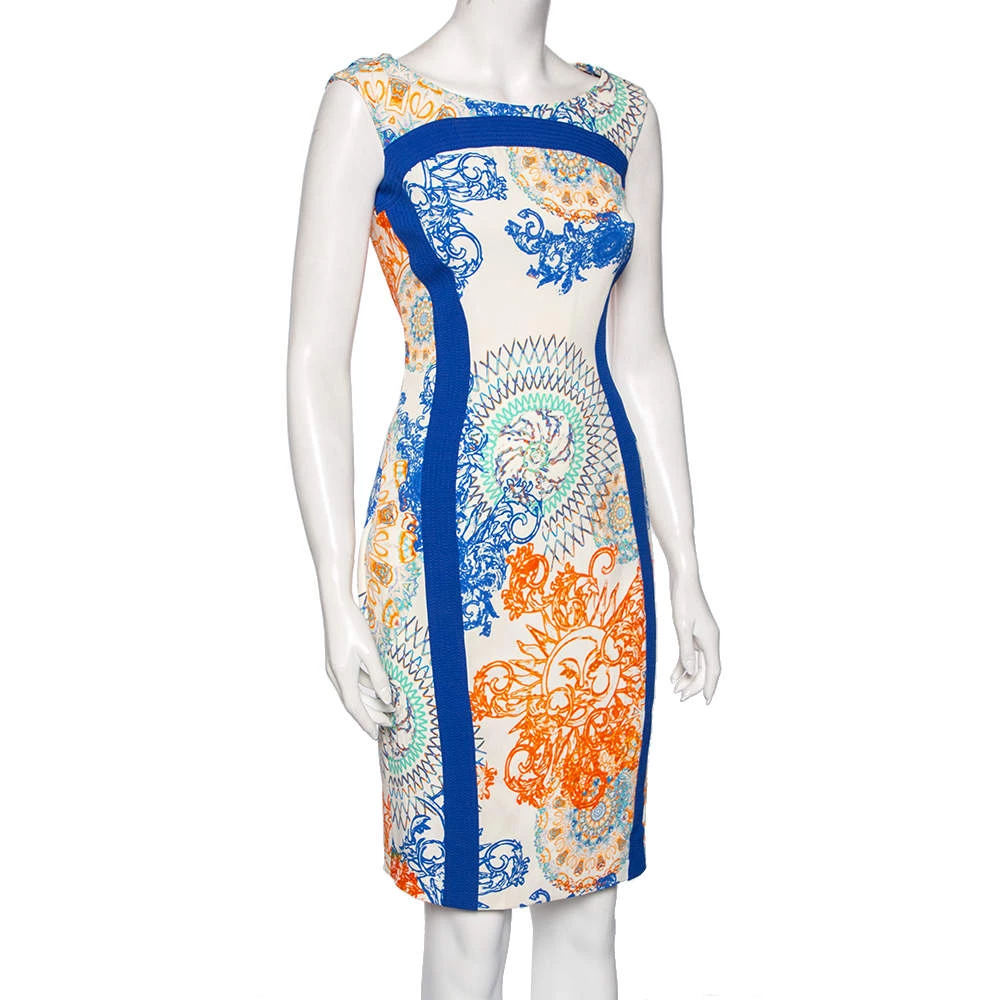 Versace Multicolor Printed Crepe Sleeveless Midi Dress M For Women - Image 2