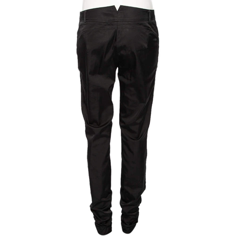 Versace Collection Black Cotton Blend Ruched Hem Trousers M For Women - Image 3
