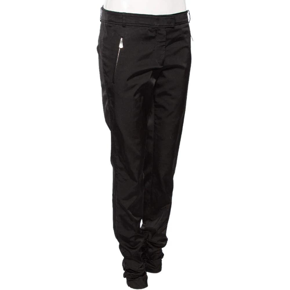 Versace Collection Black Cotton Blend Ruched Hem Trousers M For Women - Image 2