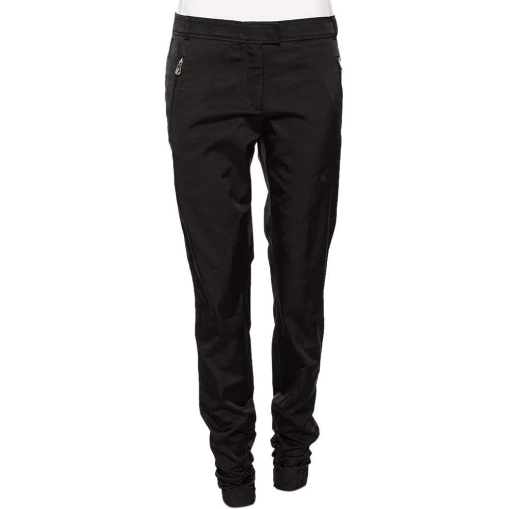 Versace Collection Black Cotton Blend Ruched Hem Trousers M For Women