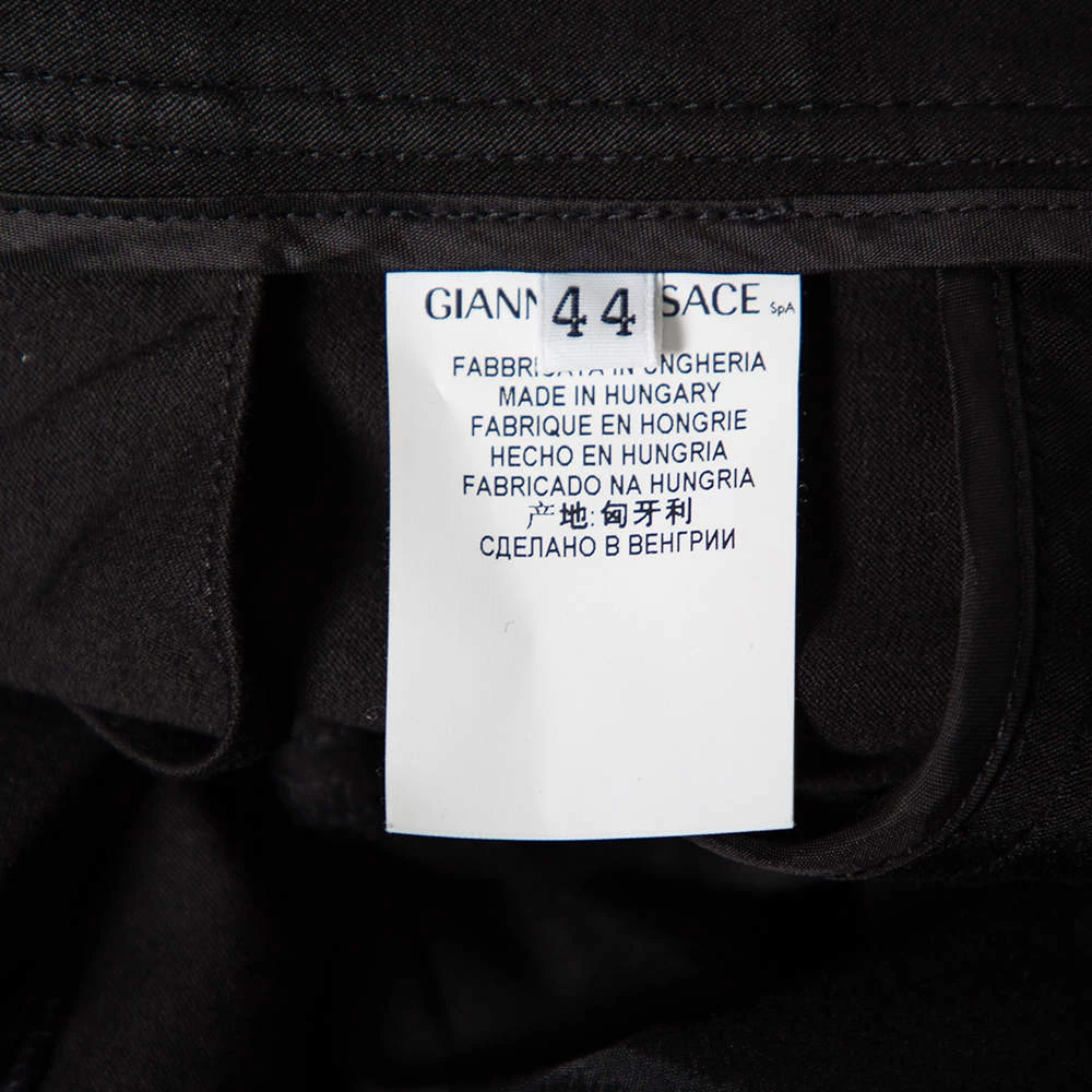 Versace Collection Black Cotton Blend Ruched Hem Trousers M For Women - Image 6