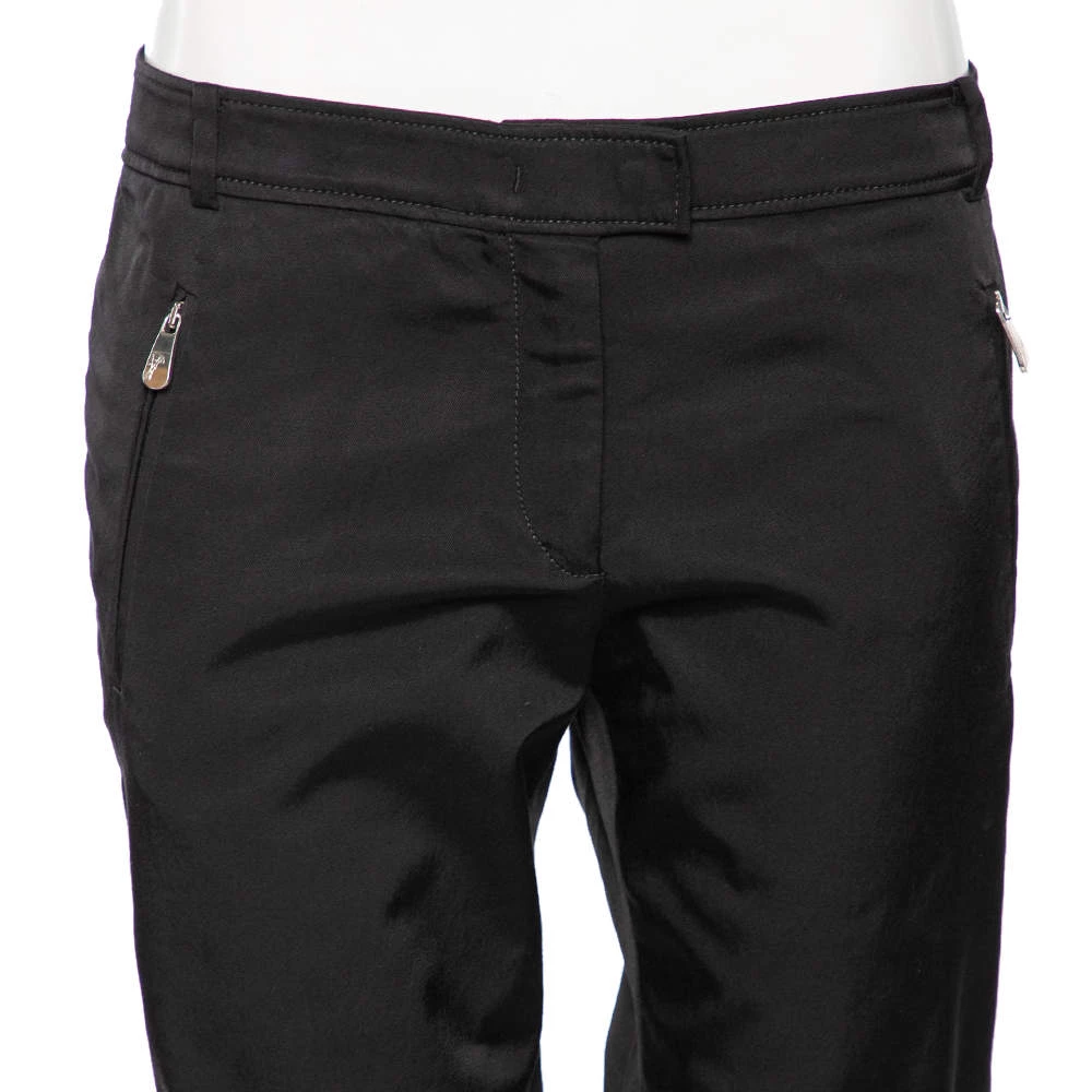 Versace Collection Black Cotton Blend Ruched Hem Trousers M For Women - Image 4