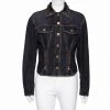 Versace Charcoal Grey Denim Rockstud Detail Button Front Jacket M For Women