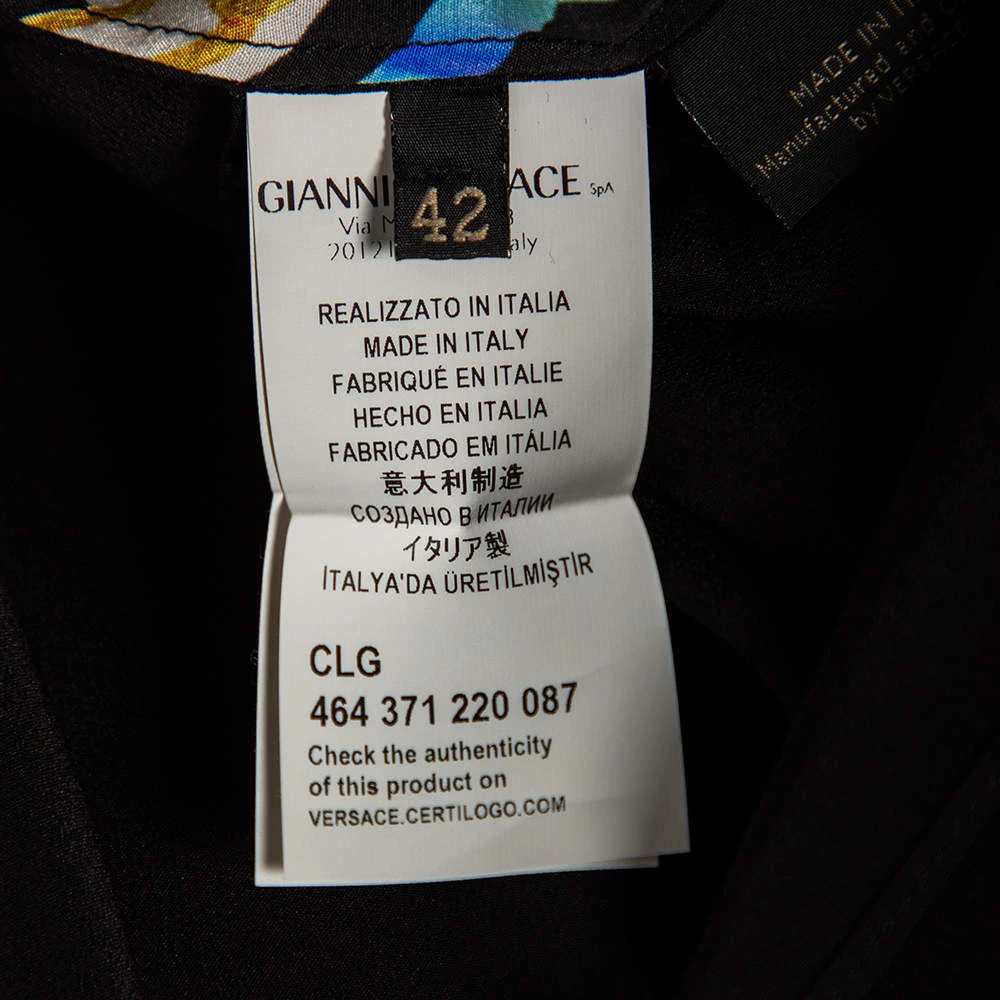 Versace Multicolored Medusa & Cheetah Printed Silk Blouse M For Women - Image 6