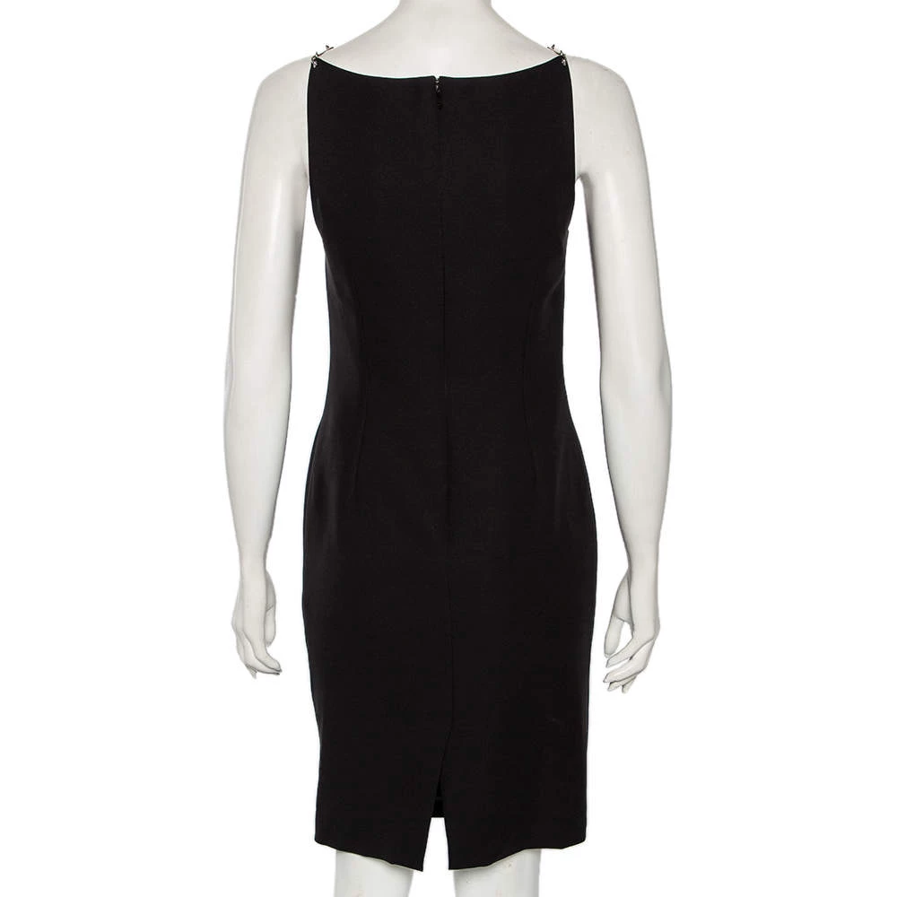 Versace Black Silk Crepe & Metal Chain Detailed Dress S For Women - Image 3