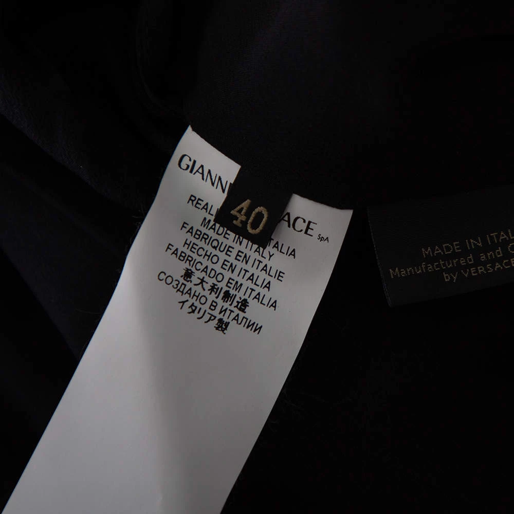 Versace Black Silk Crepe & Metal Chain Detailed Dress S For Women - Image 7