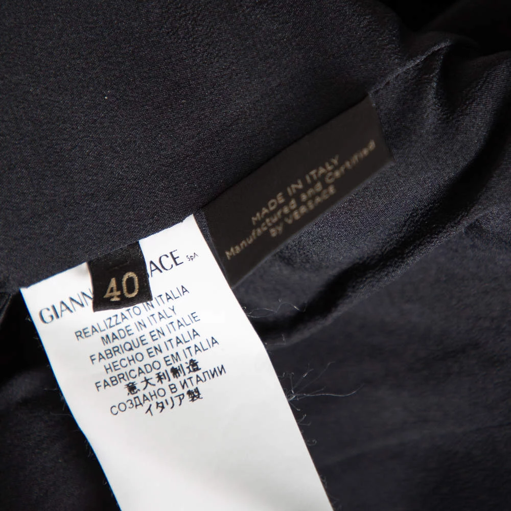 Versace Black Silk Crepe & Metal Chain Detailed Dress S For Women - Image 6